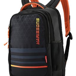 HARISSONS Simplify Black Orange Casual Backpack for Men & Women.(Age-9 to 12 Year- Height 18 Inches)-image-4