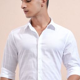 HIGHLANDER Men Cutaway Collar Horizontal Striped Cotton Casual Shirt-picture-36