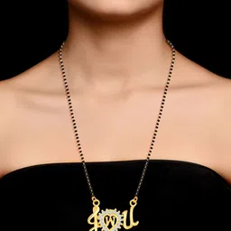 DIVASTRI Gold-Plated Alphabet W Zircon Studded Mangalsutra-picture-21