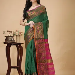 SLAGHA Zari Silk Cotton Taant Saree-image-92