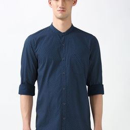 Peter England Casuals Men Band Collar Geometric Printed Cotton Slim Fit Casual Shirt-image-76
