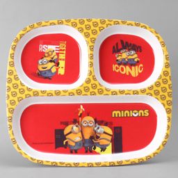 Servewell Rectangular 3 Partition Plate Minions - Pink image 4