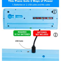 Fiddlerz 37 Key Piano Keyboard Toy with Power Option, Recording and Mic, Electronic Piano Keyboard Multi-Function Portable Piano Keyboard - Blue image 4