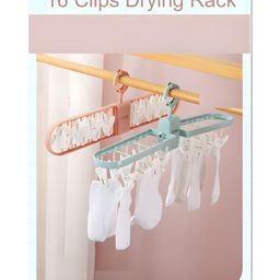 SCHOOLISH Household rotation 16-clips underwear socks drying rack high-value wind-proof multi-functional drying rack- PACK OF 4 image 4