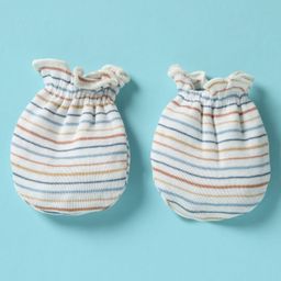 Ben Benny 100% Cotton Knit Mittens with Stripe Design & Clouds Print Pack of 3 - Multicolor image 5