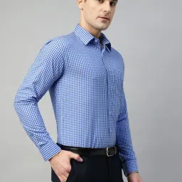 Hancock White & Blue Slim Fit Checked Shirt-image-42