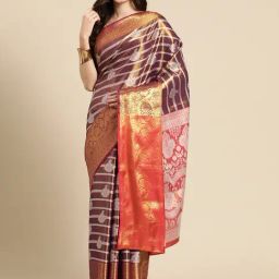 Silk Land Grape Purple Silk Woven Saree With Unstitched Blouse-image-1