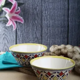 VarEesha Rangriti Red & Yellow Ceramic Serving Bowls (1000 ml) - Set of 2-0