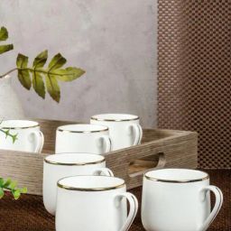 SONAKI White Bone China Coffee Mugs (140 ml) - Set of 6-29