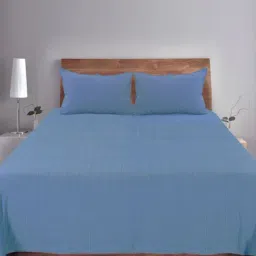 Saral Home Abstract Blue 155 TC Cotton King Sized Bed Sheet with 2 Pillow Covers-image-77