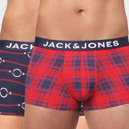 Jack & Jones Red & Navy Checks Trunks-Pack of Two-image-32