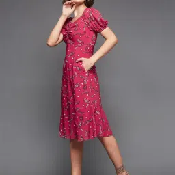 Miss Chase Pink Floral Print Midi Dress-image-33