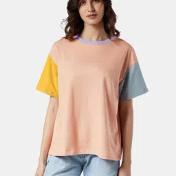 The Souled Store Multicolor Color-Block Oversized T-Shirt-image-11