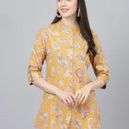 Divena Mustard Paisley Print Shirt-image-65