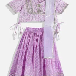 READIPRINT FASHIONS Kids Purple Printed Lehenga, Choli with Dupatta-image-92