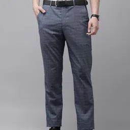 Park Avenue Men Checked Formal Trousers-image-58