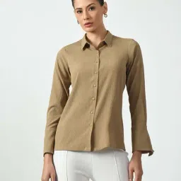 Office & You Beige Plain Shirt-image-16