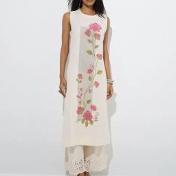 Utsa by Westside Off-White Floral Pattern Cotton-Blend A-Line Kurta-image-98