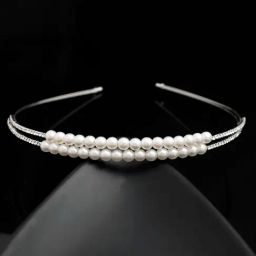 VOJ Silver Plated Pearl Studded Double Layer Hair Band for Women-image-30