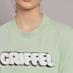 GRIFFEL Light Green Printed T-Shirt With Track Pants image 5