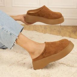 Truffle Collection Women's Tan Mule Wedges-42