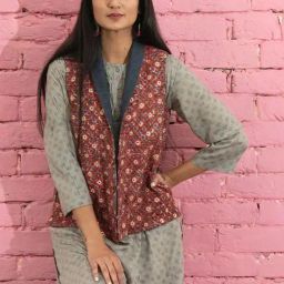 Dharan SL Side Yoke Quilted Dark Red Jacket-picture-0