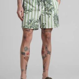 Jack & Jones Oil Green Regular Fit Printed Shorts-image-75