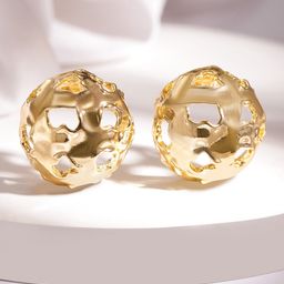 Rubans 18K Gold Plated Round Stud Earrings-55