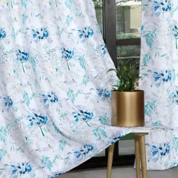 Rosara Home Polyester Blue Floral Regular 5 ft Window Curtains - Pack of 2-picture-28
