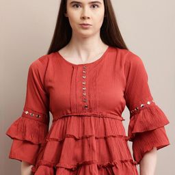 69 FASHION STREET Ruffles Georgette Peplum Top-image-67