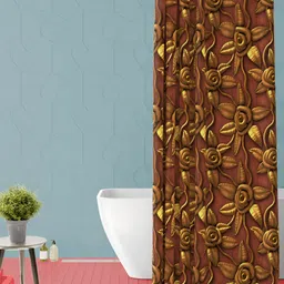 ArtzFolio Brown and Yellow Floral Printed Waterproof Shower Curtain-image-98