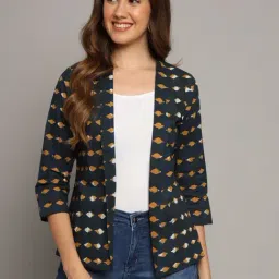 DECKEDUP Green Cotton Printed Shrug-image-94