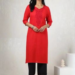 Soch Red Cotton Embroidered Kurta-image-53