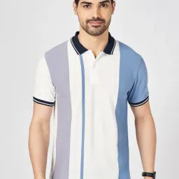 Byford By Pantaloons White Cotton Slim Fit Colour Block Polo T-Shirt-picture-25