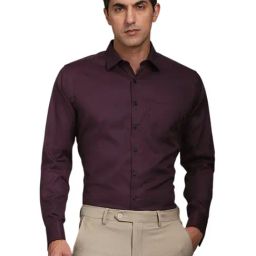 Louis Philippe Maroon Cotton Slim Fit Shirt-picture-13