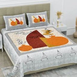 Living Roots Abstract Orange 240 TC Cotton Bedsheet with 2 Pillow Covers-image-88