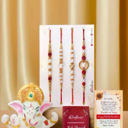 eCraftIndia Assorted Multicolor Rakhi with Lord Ganesha Idol-image-10