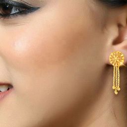 DIVASTRI Gold-Plated Floral Shaped Elegant Stud With Removable Chain Drop Earrings-34