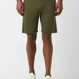 Peter England Green Slim Fit Checks Shorts-picture-23