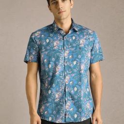 Louis Philippe Blue Cotton Slim Fit Printed Shirt-picture-37