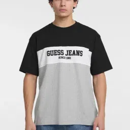 Guess Jeans Grey & Black Oversized Logo Printed T-Shirt-image-24