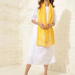 Fabindia Yellow Embroidered Dupatta-picture-11