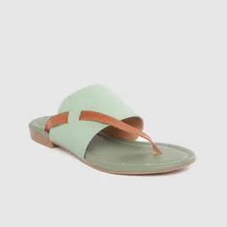 Gibelle Women Green & Brown Colourblocked Open Toe Flats-image-98