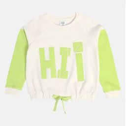 MINIKLUB Girls Cream & Green Printed Full Sleeves Sweatshirt-image-74