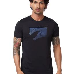 Spykar Black Slim Fit Printed T-Shirt-picture-21