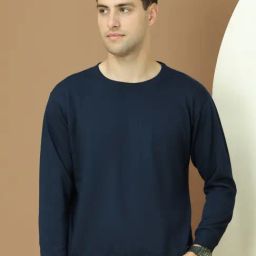 Vimal Jonney Blue Fleece Regular Fit Solid Sweatshirt-image-61