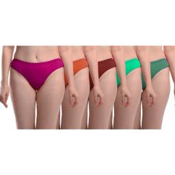 AROUSY Purple & Green Cotton Bikini Panties - Pack Of 5-image-23