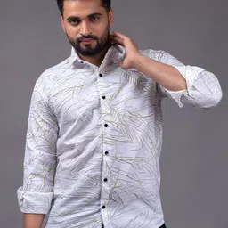 WILNERCROWN Abstract Textured Spread Collar Cotton Casual Shirt-18