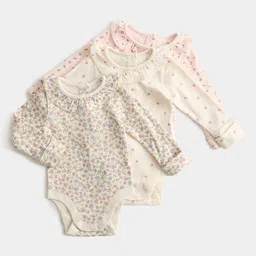 Marks & Spencer Girls Pack Of 3 Printed Cotton Bodysuits-picture-19