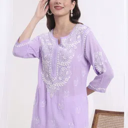SUFIZA LIFESTYLE Women Floral Embroidered Modal Kurti-picture-13